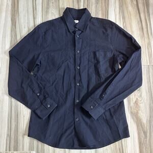 REISS Shirt Mens XL Navy Slim Fit Cotton Button Up Long Sleeve Casual Classic
